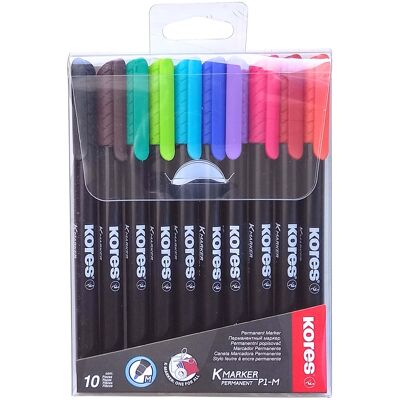 KORES K-MARKER permanentní, tenký hrot M - sada 10 barev KORES K-MARKER permanentní, tenký hrot M - sada 10 barev