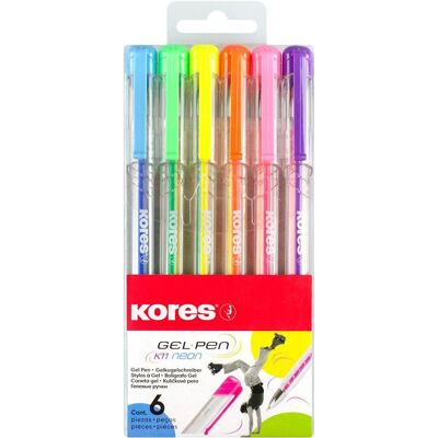KORES K11 Gel Pen Neon, neonové barvy - sada 6 ks KORES K11 Gel Pen Neon, neonové barvy - sada 6 ks