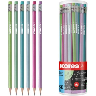 KORES Grafitos Style Metallic, HB, trojhranná - balení 30 ks KORES Grafitos Style Metallic, HB, trojhranná - balení 30 ks