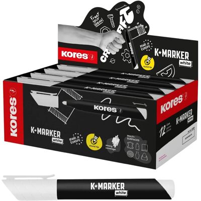 KORES K-Marker White, kulatý hrot, bílé - balení 12 ks KORES K-Marker White, kulatý hrot, bílé - balení 12 ks