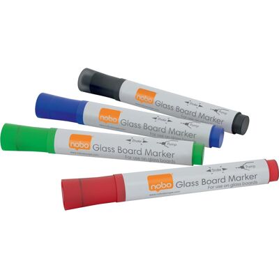 NOBO Glass Whiteboard Markers, mix barev - balení 4 ks NOBO Glass Whiteboard Markers, mix barev - balení 4 ks