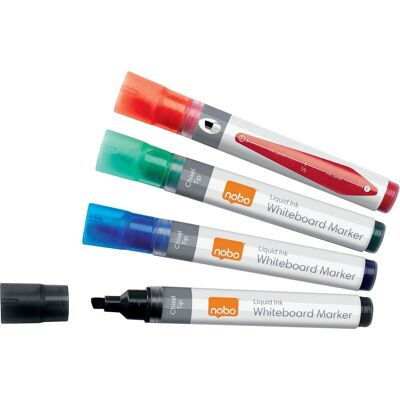 NOBO Liquid Ink Whiteboard Pens Chisel Tip, mix barev - balení 10 ks NOBO Liquid Ink Whiteboard Pens Chisel Tip, mix barev - balení 10 ks