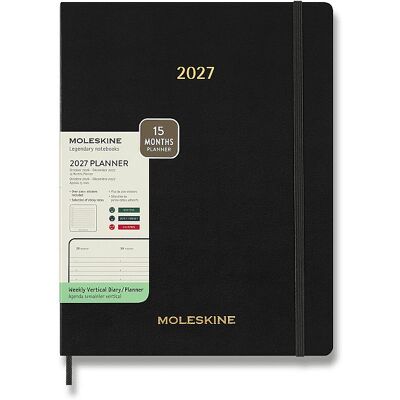 MOLESKINE 2027 Essential XXL vertikální týdenní, měkké desky, černý MOLESKINE 2027 Essential XXL vertikální týdenní, měkké desky, černý