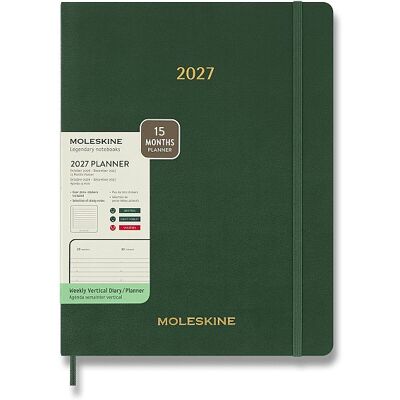 MOLESKINE 2027 Essential XXL vertikální týdenní, měkké desky, zelený MOLESKINE 2027 Essential XXL vertikální týdenní, měkké desky, zelený