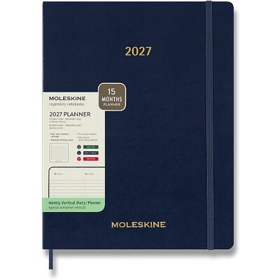 MOLESKINE 2027 Essential XXL vertikální týdenní, měkké desky, modrý MOLESKINE 2027 Essential XXL vertikální týdenní, měkké desky, modrý