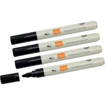 NOBO Whiteboard Marker na bílé tabule a flipcharty, kulatý hrot 3 mm - sada 4 ks NOBO Whiteboard Marker na bílé tabule a flipcharty, kulatý hrot 3 mm - sada 4 ks