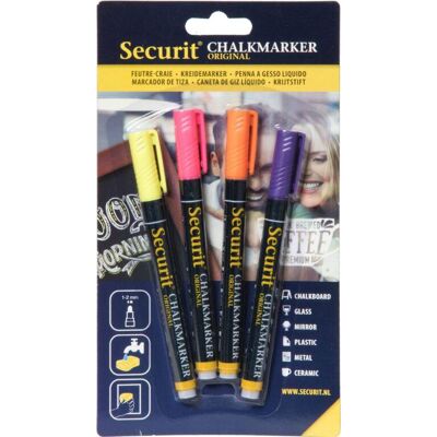 SECURIT Original, sada 4 tenkých křídových popisovačů, 4 tropické barvy SECURIT Original, sada 4 tenkých křídových popisovačů, 4 tropické barvy