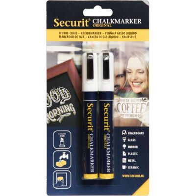 SECURIT Original, sada 2 středních křídových popisovačů, bílá SECURIT Original, sada 2 středních křídových popisovačů, bílá