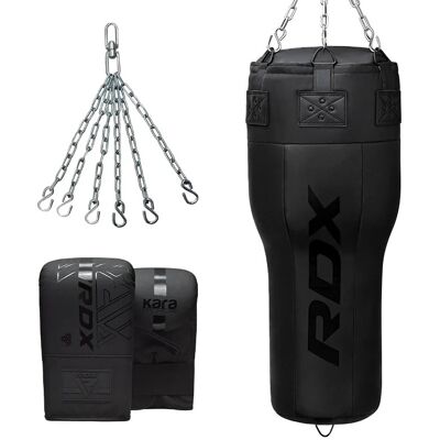 RDX Tvarovaný Angle Punch Bag boxovací pytel 3v1, rukavice, otočný řetěz, plněný, černý RDX Tvarovaný Angle Punch Bag boxovací pytel 3v1, rukavice, otočný řetěz, plněný, černý