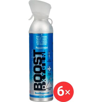 Boost Oxygen Doplňkový kyslík v plechovce Peppermint, velký, 6 × 9 l Boost Oxygen Doplňkový kyslík v plechovce Peppermint, velký, 6 × 9 l