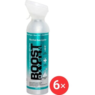 Boost Oxygen Doplňkový kyslík v plechovce Mentol Eukalyptus, velký, 6 × 9 l Boost Oxygen Doplňkový kyslík v plechovce Mentol Eukalyptus, velký, 6 × 9 l