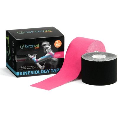 BronVit Sport Kinesio tape set černý - růžový, 2 × 5 cm × 6 m BronVit Sport Kinesio tape set černý - růžový, 2 × 5 cm × 6 m