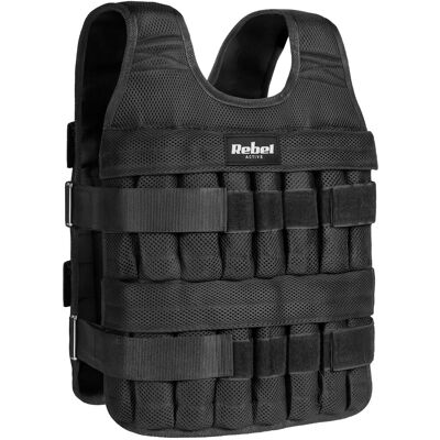 Rebel RBA-2526-30 Zátěžová vesta nastavitelná 30 kg, černá Rebel RBA-2526-30 Zátěžová vesta nastavitelná 30 kg, černá