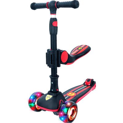 Story 2v1 Deluxe se svítícími kolečky mini scooter, černo-červená Story 2v1 Deluxe se svítícími kolečky mini scooter, černo-červená