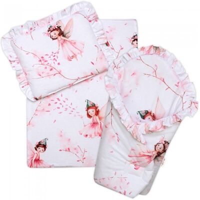 Baby Nellys Sada pro panenku 3D - zavinovačka, peřinka a polštářek, Elfí Víla, růžová Baby Nellys Sada pro panenku 3D - zavinovačka, peřinka a polštářek, Elfí Víla, růžová