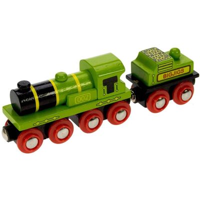 Bigjigs Toys Dřevěné vláčkodráhy - Zelená lokomotiva s tendrem Bigjigs Toys Dřevěné vláčkodráhy - Zelená lokomotiva s tendrem