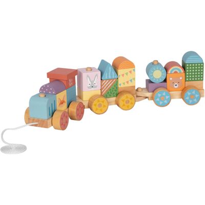 BusyKids Dřevěný vláček s kostkami BusyKids Dřevěný vláček s kostkami
