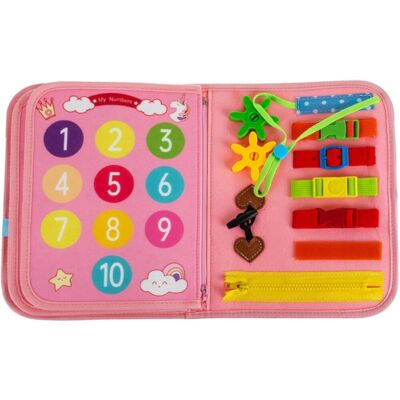 Kruzzel 26880 Montessori senzorická kniha 7v1, růžová Kruzzel 26880 Montessori senzorická kniha 7v1, růžová