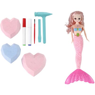 LEAN Toys 13449 Sada na vykopávky DIY - Mořská víla s poklady růžová LEAN Toys 13449 Sada na vykopávky DIY - Mořská víla s poklady růžová