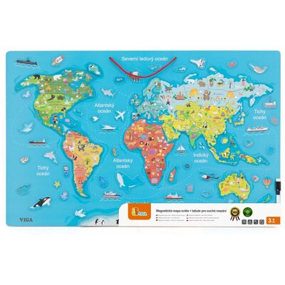 Viga Dřevěná mapa světa s tabulí Viga Dřevěná mapa světa s tabulí