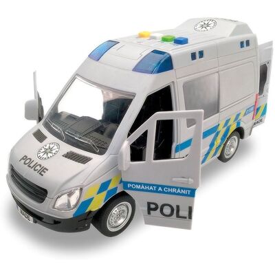 MaDe Auto policejní dodávka, na setrvačník s reálným hlasem posádky, 21 cm MaDe Auto policejní dodávka, na setrvačník s reálným hlasem posádky, 21 cm