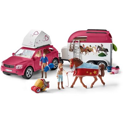 Schleich Dobrodružné auto s přívěsem a koněm 42535 Schleich Dobrodružné auto s přívěsem a koněm 42535