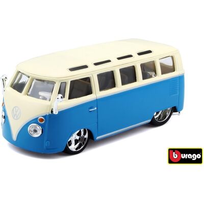 Bburago 1:32 Plus Volkswagen Van Samba Blue/White Bburago 1:32 Plus Volkswagen Van Samba Blue/White