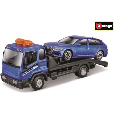 Bburago 1:43 STR FIRE Flatbed Tow Truck, w/Audi A6 Avant Bburago 1:43 STR FIRE Flatbed Tow Truck, w/Audi A6 Avant