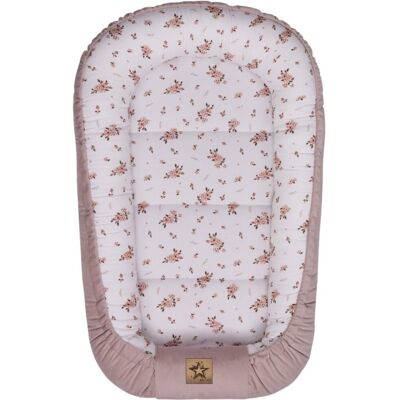 Baby Nellys Hnízdečko pro miminko Premium Flowers, oboustranné - pudrově růžové Baby Nellys Hnízdečko pro miminko Premium Flowers, oboustranné - pudrově růžové