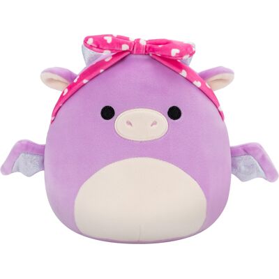 Jazwares Squishmallows Dina – fialový drak s šátkem se srdíčky Jazwares Squishmallows Dina – fialový drak s šátkem se srdíčky