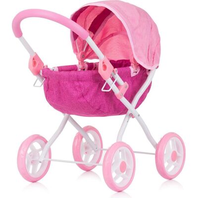 CHIPOLINO Hluboký kočárek pro panenky Daisy Pink linen CHIPOLINO Hluboký kočárek pro panenky Daisy Pink linen
