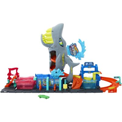 Mattel Hot Wheels City Color Reveal automyčka se žralokem a angličákem 1:64 Mattel Hot Wheels City Color Reveal automyčka se žralokem a angličákem 1:64