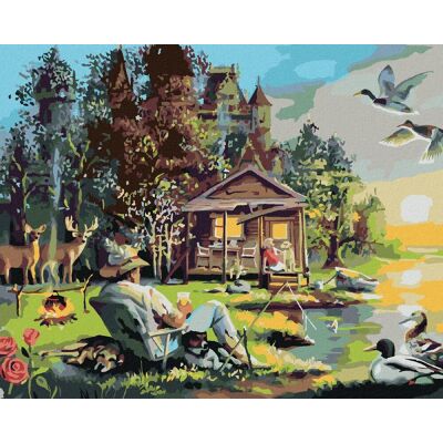 Zuty - Malování Podle Čísel - Muž Se Psy Rybařící U Jezera, Chata, Kachny A Jelen (D. Rusty Rust), 8 Zuty - Malování Podle Čísel - Muž Se Psy Rybařící U Jezera, Chata, Kachny A Jelen (D. Rusty Rust), 8