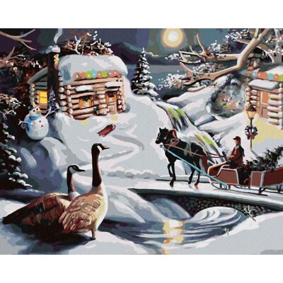 Zuty - Malování Podle Čísel - Santa, Sněhulák, Sáně A Kachny V Zimě (D. Rusty Rust), 80X100 Cm, Plát Zuty - Malování Podle Čísel - Santa, Sněhulák, Sáně A Kachny V Zimě (D. Rusty Rust), 80X100 Cm, Plát
