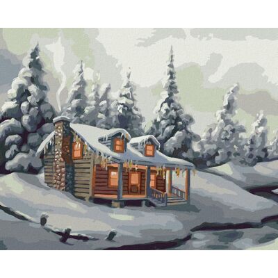 Zuty - Malování Podle Čísel - Zasněžené Stromy, Řeka A Chata V Zimě (D. Rusty Rust), 80X100 Cm, Plát Zuty - Malování Podle Čísel - Zasněžené Stromy, Řeka A Chata V Zimě (D. Rusty Rust), 80X100 Cm, Plát