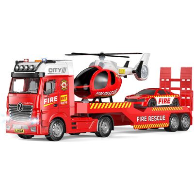 WIKY Hasičský tahač a helikoptéra s efekty set 55 cm WIKY Hasičský tahač a helikoptéra s efekty set 55 cm