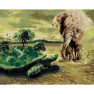 zuty Želva v Africe, 80×100 cm, vypnuté plátno na rám zuty Želva v Africe, 80×100 cm, vypnuté plátno na rám