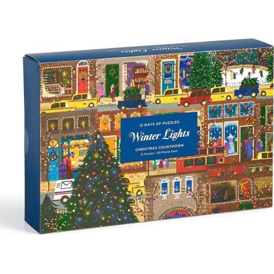 GALISON Puzzle Adventní kalendář na 12 dní Joe Laforme: Zimní světla 12 × 80 dílků GALISON Puzzle Adventní kalendář na 12 dní Joe Laforme: Zimní světla 12 × 80 dílků