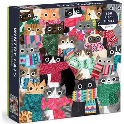 GALISON Čtvercové puzzle Zimní kočky 500 dílků GALISON Čtvercové puzzle Zimní kočky 500 dílků