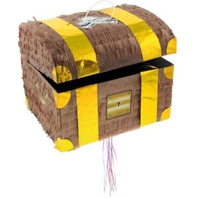 GoDan Piňata truhla pokladů - pirát - 30 × 25 × 34 cm - tahací GoDan Piňata truhla pokladů - pirát - 30 × 25 × 34 cm - tahací