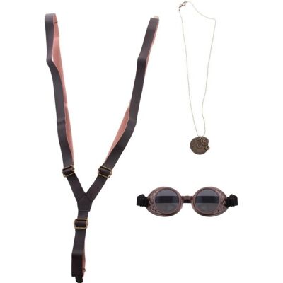 Funny Fashion Sada Steampunk šle, brýle a náhrdelník Funny Fashion Sada Steampunk šle, brýle a náhrdelník