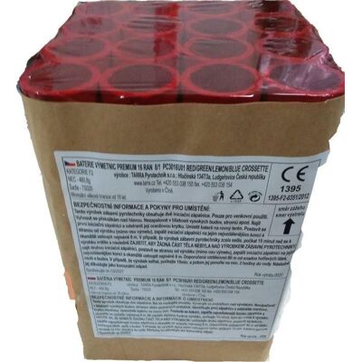 TARRA pyrotechnik Tarra Ohňostroj - baterie výmetnic red/green/lemon/blue crossette - 16 ran TARRA pyrotechnik Tarra Ohňostroj - baterie výmetnic red/green/lemon/blue crossette - 16 ran