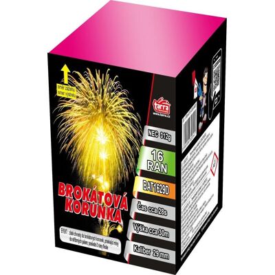 TARRA pyrotechnik TARRA Ohňostroj baterie výmetnic - brokátová korunka 16 ran TARRA pyrotechnik TARRA Ohňostroj baterie výmetnic - brokátová korunka 16 ran