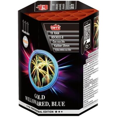 TARRA pyrotechnik Tarra Ohňostroj - baterie výmetnic - gold willow&red,; blue 19 ran TARRA pyrotechnik Tarra Ohňostroj - baterie výmetnic - gold willow&red,; blue 19 ran