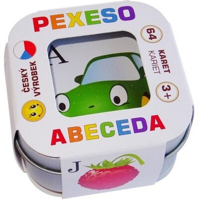 Teddies Hmaťák Pexeso Abeceda 64 karet v plechové krabičce Teddies Hmaťák Pexeso Abeceda 64 karet v plechové krabičce