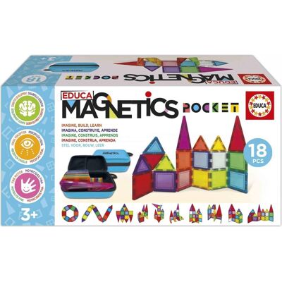 EDUCA Magnetická stavebnice Magnetics v pouzdře 18 dílků EDUCA Magnetická stavebnice Magnetics v pouzdře 18 dílků