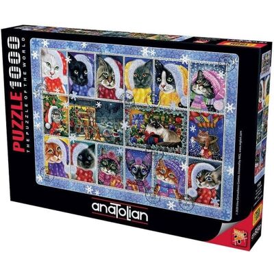 Anatolian Puzzle Kočka Vánoční známky - 1000 kusů Anatolian Puzzle Kočka Vánoční známky - 1000 kusů