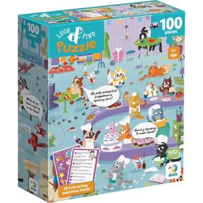 DODO Puzzle s hledáním obrázků Kočičí kavárna 100 dílků DODO Puzzle s hledáním obrázků Kočičí kavárna 100 dílků