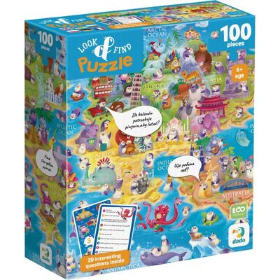 DODO Puzzle s hledáním obrázků Svět tučňáků 100 dílků DODO Puzzle s hledáním obrázků Svět tučňáků 100 dílků