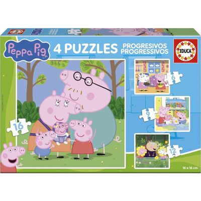 EDUCA Puzzle Prasátko Peppa 4v1 (6,9,12,16 dílků) EDUCA Puzzle Prasátko Peppa 4v1 (6,9,12,16 dílků)